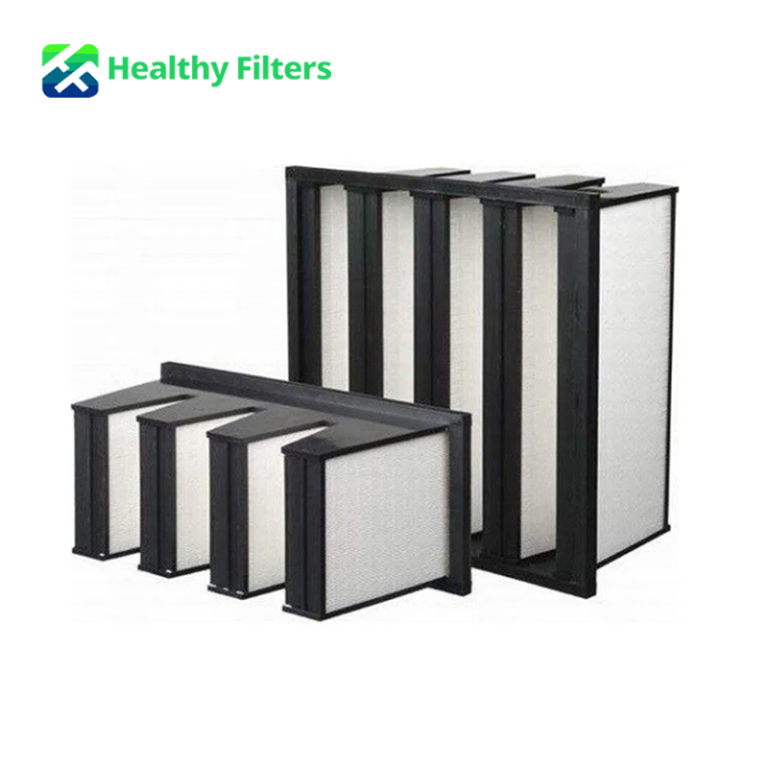 Customized HEPA Air Filter H13 H14 99.99% V Bank Type Glassfiber Media Replacement Filter01