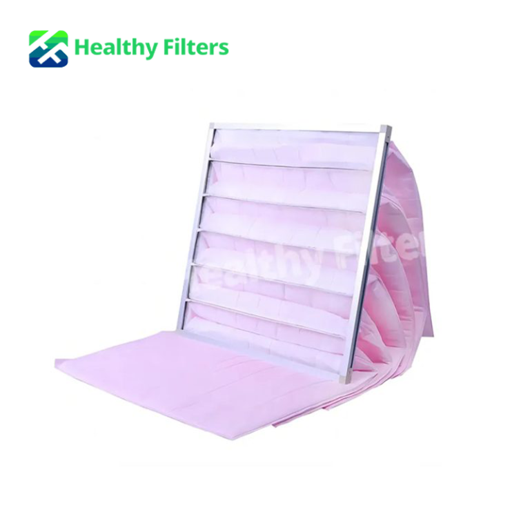 HVAC Filters Synthetic Fiber Pocket Filters Featured F6 High Dust Capacity Yellow Bag Filter Air Filtration System