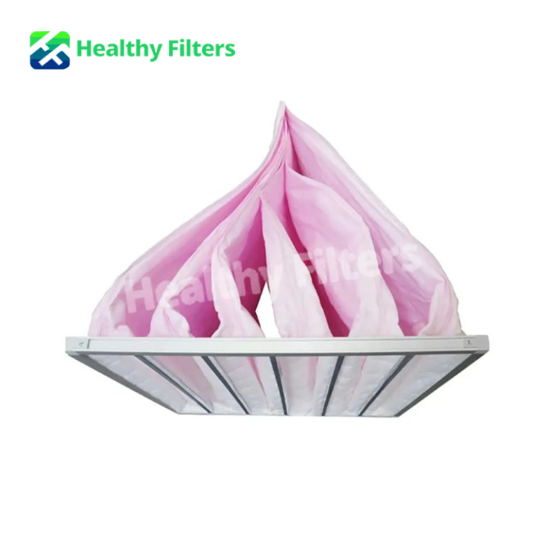 F7 Medium Efficiency Pocket Filter Bag Filter Pink Glass Fiber Bag Filter
