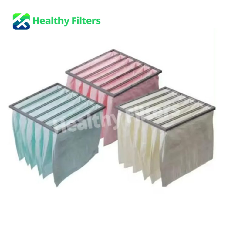F7 Medium Efficiency Pocket Filter Bag Filter Pink Glass Fiber Bag Filter