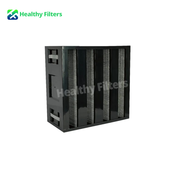 V Bank Activated Carbon Pleated Media Compact Air Filter Industrial Chemical Odor Removal 4V-Cell