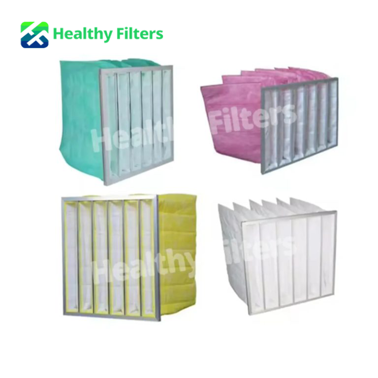 HVAC Filters Synthetic Fiber Pocket Filters Featured F6 High Dust Capacity Yellow Bag Filter Air Filtration System