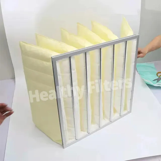 F7 Medium Efficiency Pocket Filter Bag Filter Pink Glass Fiber Bag Filter (1)