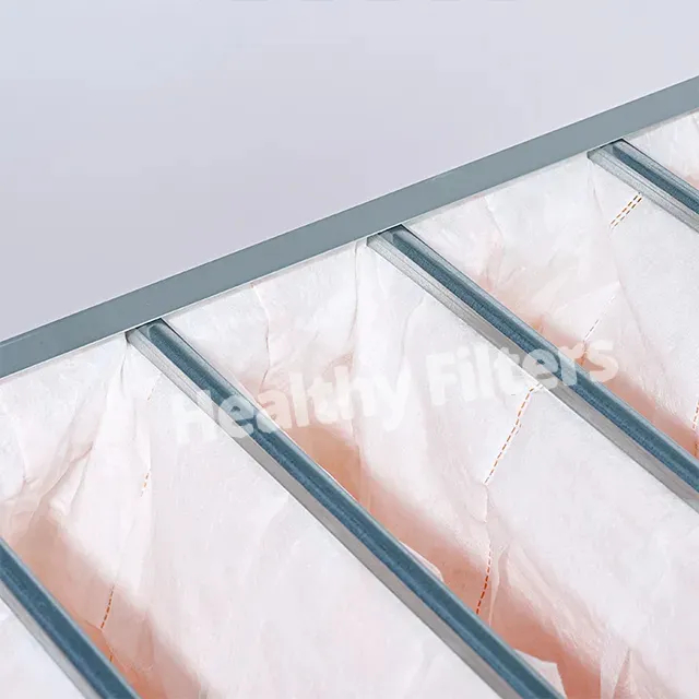 F7 Medium Efficiency Pocket Filter Bag Filter Pink Glass Fiber Bag Filter (1)