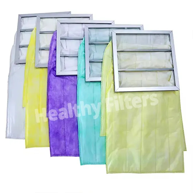 HVAC Filters Synthetic Fiber Pocket Filters Featured F6 High Dust Capacity Yellow Bag Filter Air Filtration System (1)