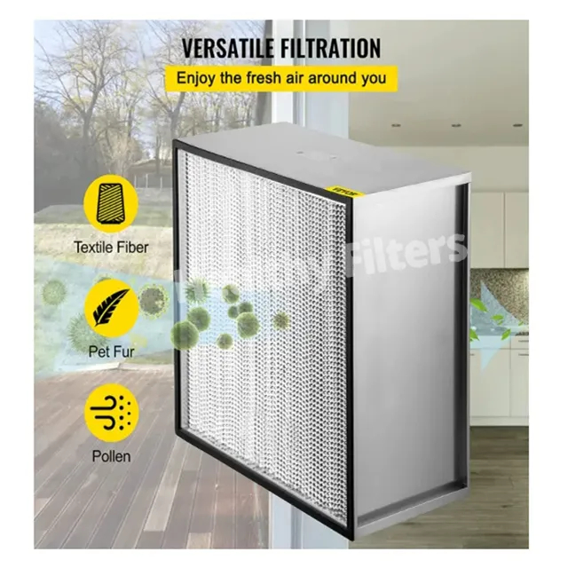 High Efficiency Industrial HVAC H13 Filtering 0.3 Microns Deep Pleated Fiberglass Hepa Filter (1)