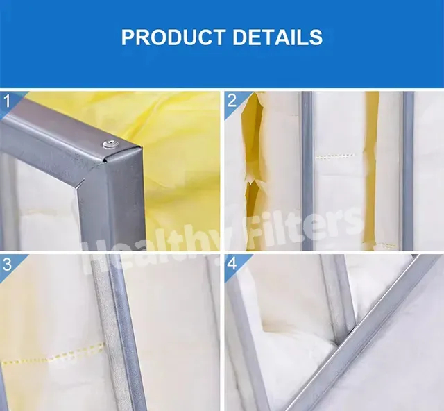Synthetic Fiber Pocket Filters Bag Air Filter G3 G4 F5 F6 F7 F8 F9 With Aluminum Frame For HVAC AC (1)