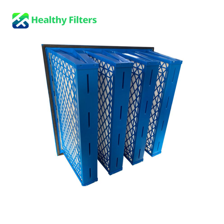 Merv 11 12 13 14 15 ABS Galvanised Metal Frame PP Fiberglass HVAC System V Bank V-Shape HEPA Air Filters01