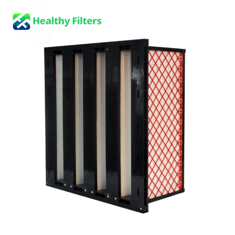 Merv 11 12 13 14 15 ABS Galvanised Metal Frame PP Fiberglass HVAC System V Bank V-Shape HEPA Air Filters04