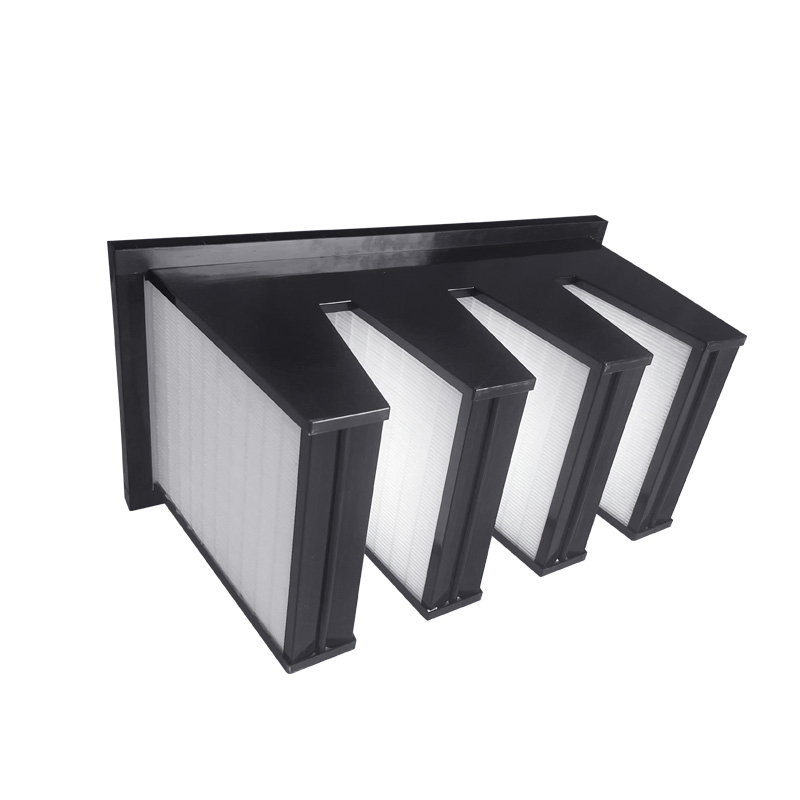 Merv 11 12 13 14 15 ABS Galvanised Metal Frame PP Fiberglass HVAC System V Bank V-Shape HEPA Air Filters-4