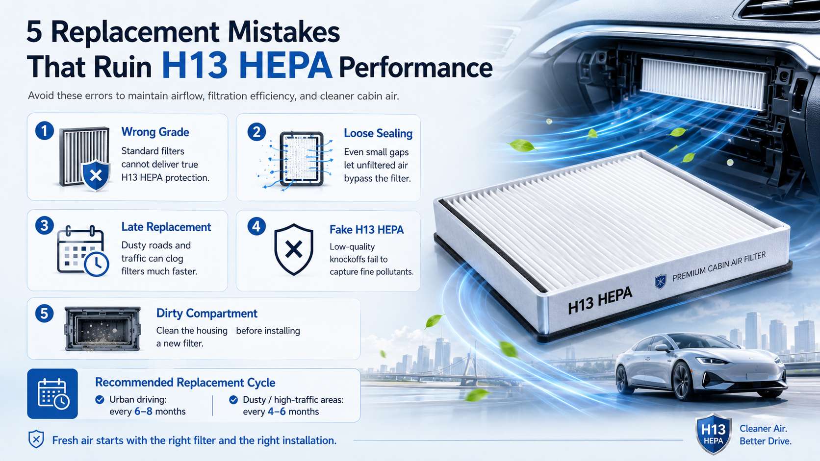 H13 HEPA Automobile Air Filter