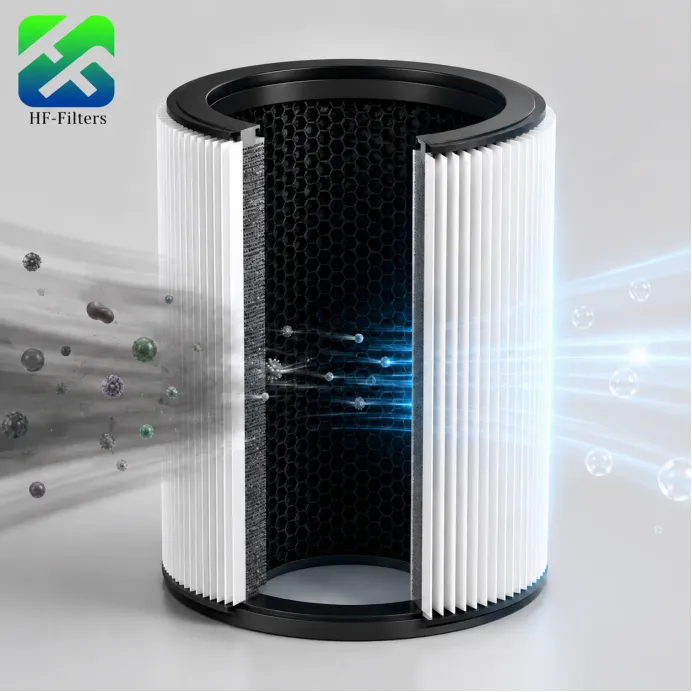 HF-Filters cylindrical HEPA and honeycomb activated carbon air purifier filter