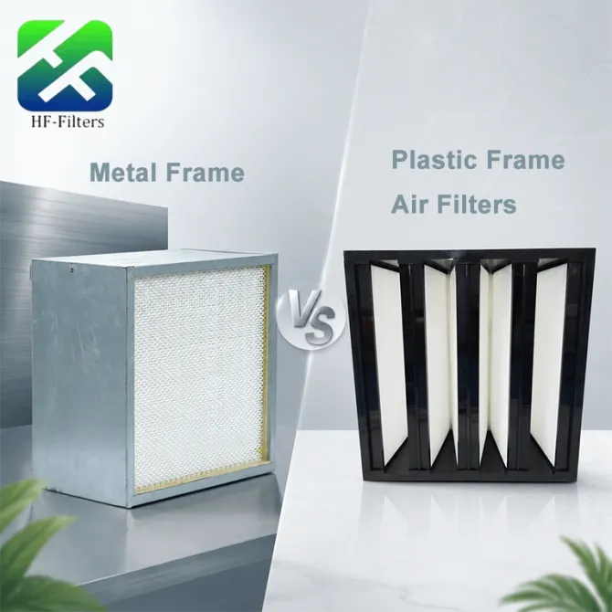 Comparison graphic of Metal and Plastic Frame Air Filters