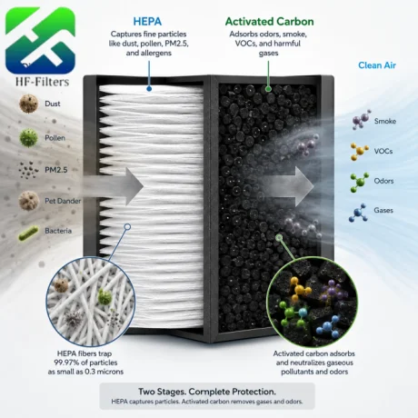 HEPA and activated carbon air filtration diagram