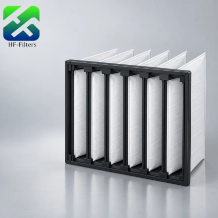 V-bank air filter with plastic frame