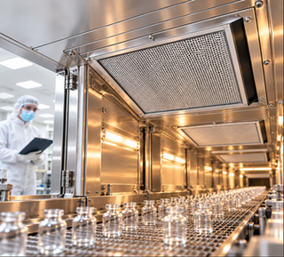 HEPA filter installed in pharmaceutical vial filling line