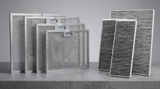 Metal mesh and carbon filters for kitchen exhaust systems