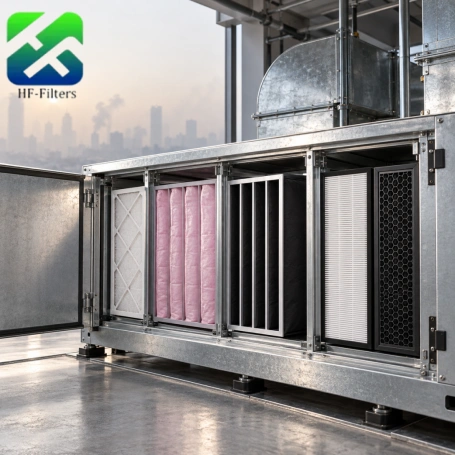 HVAC air handling unit with multiple filters